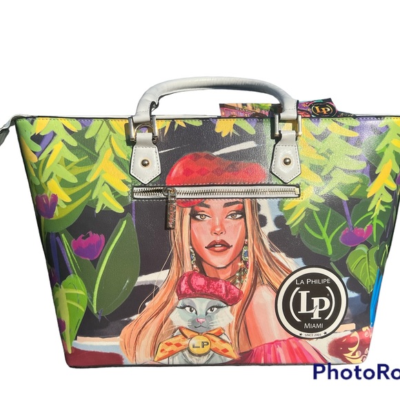 La Philipe purse studs made in Miami new with tag and keychain bag cat - Picture 1 of 8